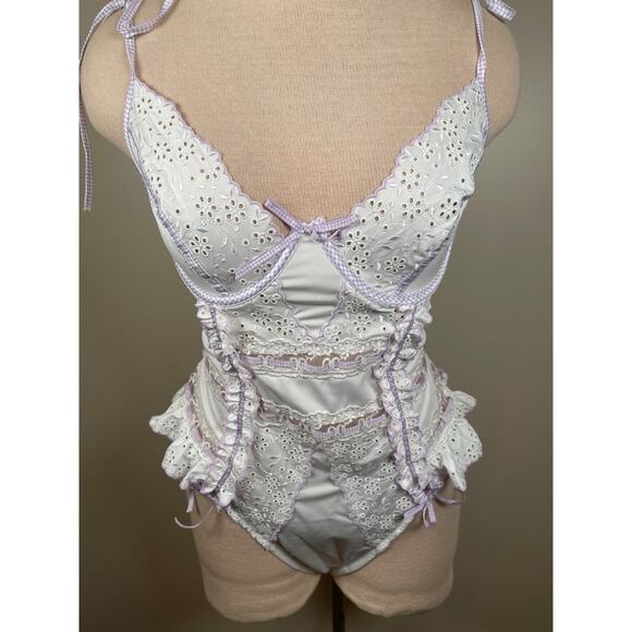 For Love & Lemons Daisy Eyelet Teddy Bodysuit Size 36B - Picture 7 of 11